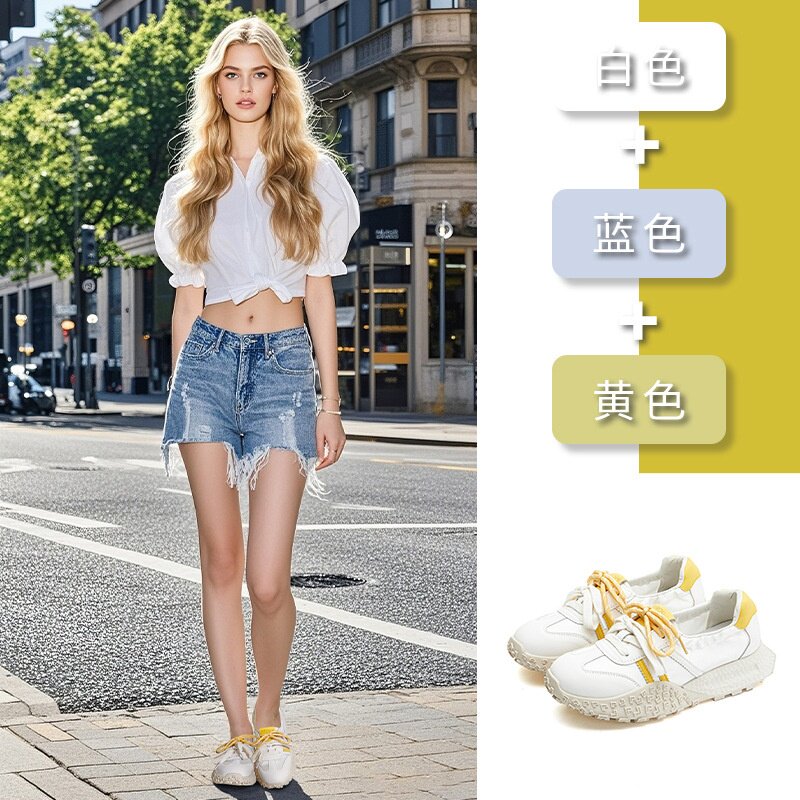 2026新款真皮阿甘鞋女鞋子女厚底运动鞋透气德训鞋女小熊维尼联名
