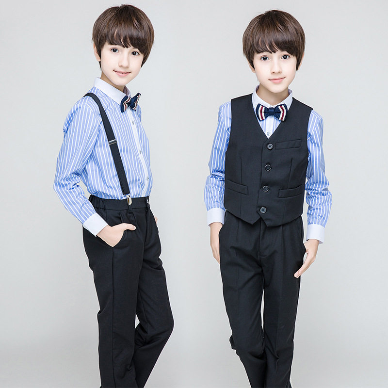 2026新款春秋款钢琴演出礼服男童表演小花童主持人男孩西装马甲四