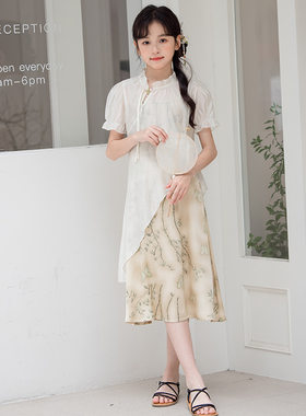 2026新款童装女童汉服连衣裙中国风不规则两件套夏季改良唐装大童