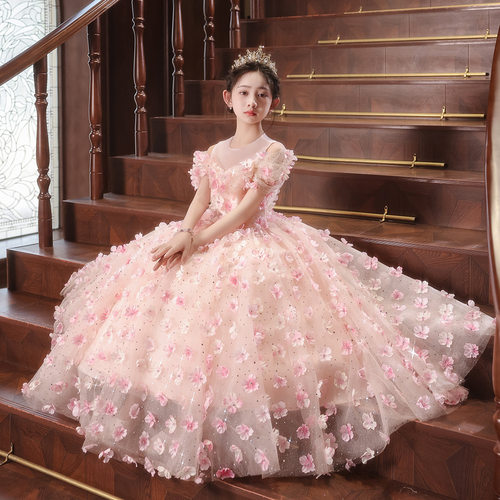 2026新款女童礼服高端轻奢花童婚礼绝美公主裙儿童生日主持人走秀