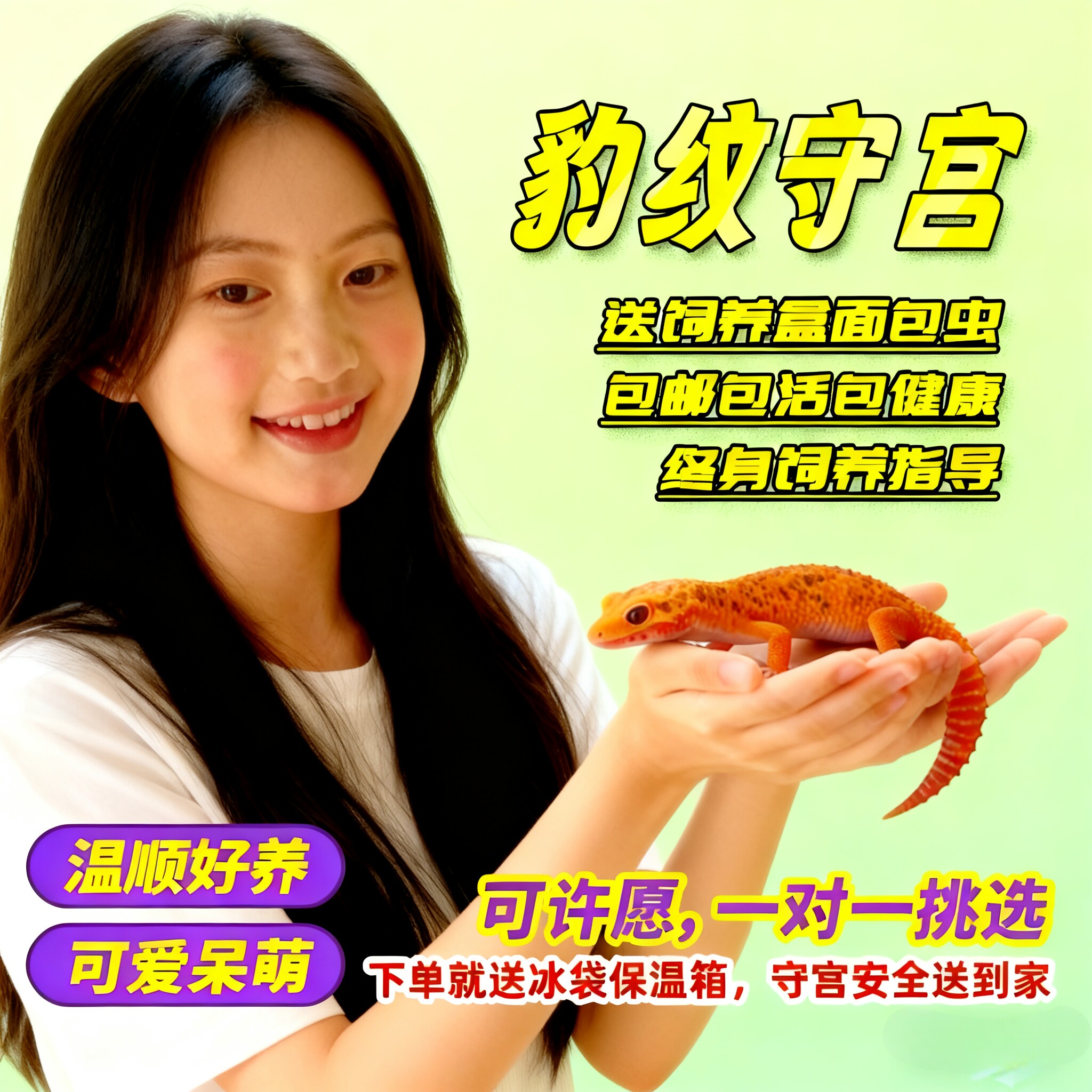 豹纹守宫活体爬宠蜥蜴幼体温顺无毒异宠好养新手入门网红懒人宠物