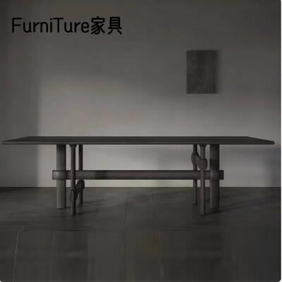 法式复古实木长方形餐桌