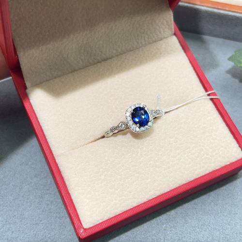 瑞耀珠宝天然蓝宝石戒指5*6S925皇家蓝火彩晶体干净日常通勤可K金