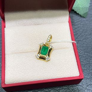 7方沃顿s925银精工镶嵌轻奢小众18k彩金 瑞耀珠宝天然祖母绿吊坠5