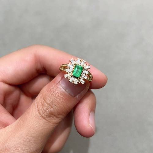 瑞耀珠宝天然祖母绿戒指S925银4*6长方祖切沃顿标杆送人日常可K金