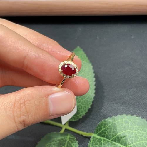 瑞耀珠宝红宝石戒指6*8S925银明艳不黑珍珠镶金品质传家宝鸽血红