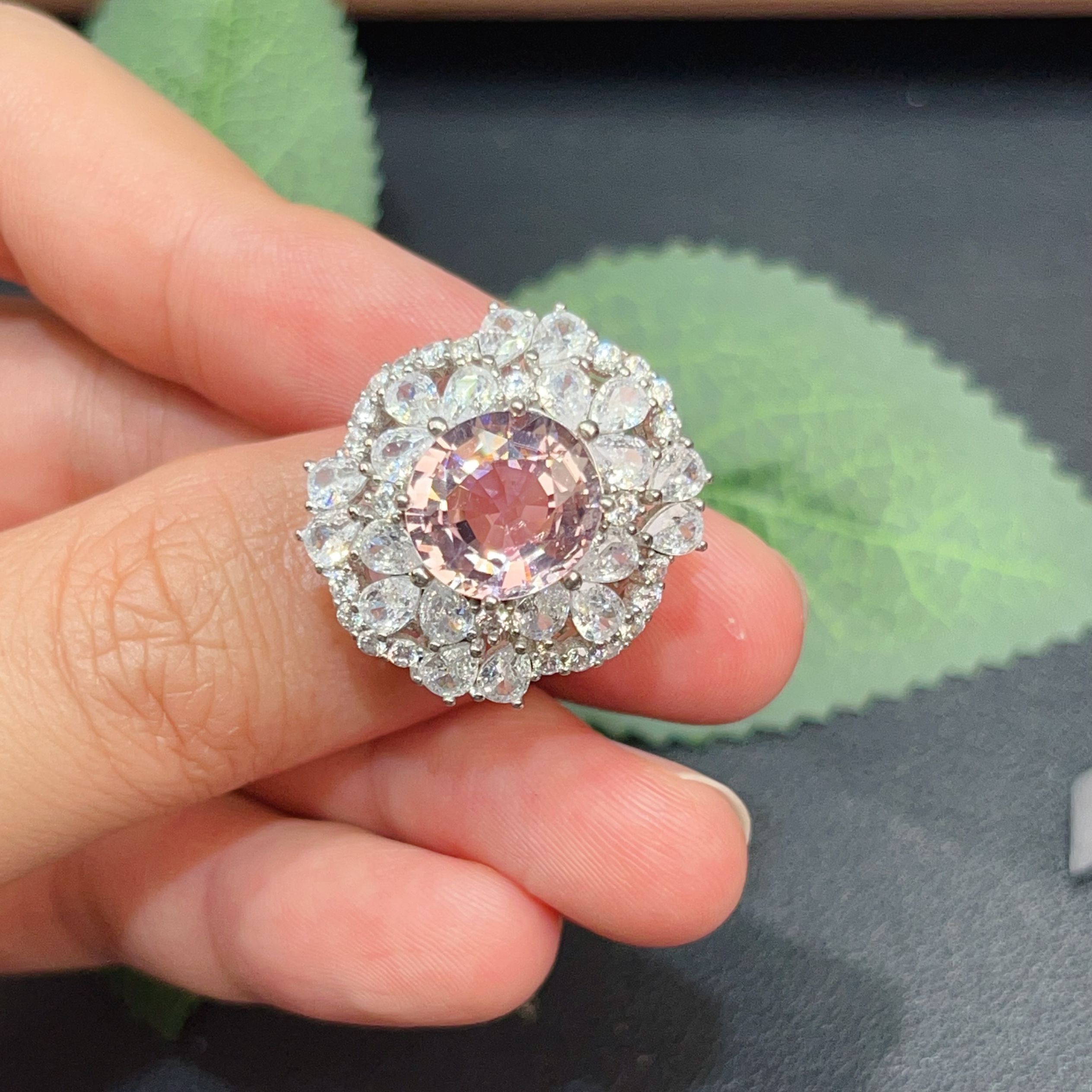 瑞耀珠宝碧玺戒指S925银天然精致日常简约通勤设计可定做k金镶嵌