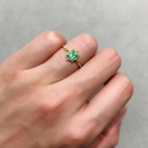 瑞耀珠宝天然祖母绿戒指S925银4*5长方祖切沃顿标杆送人日常可K金