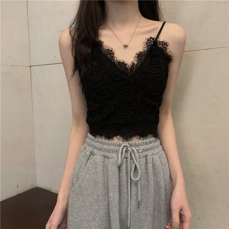 文文同款蕾丝吊带美背少女背心