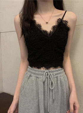 文文同款蕾丝吊带美背少女背心