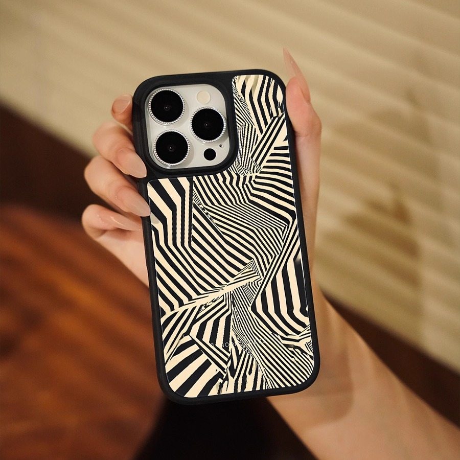 适用苹果17/16手机壳iPhone15promax创意14黑白色艺术线条13/12个性抽象11硅胶时尚小众15plus黑边新款