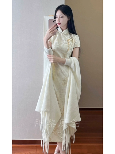 Летнее легкое ципао, ретро кружевное платье, светлый стиль, китайский стиль