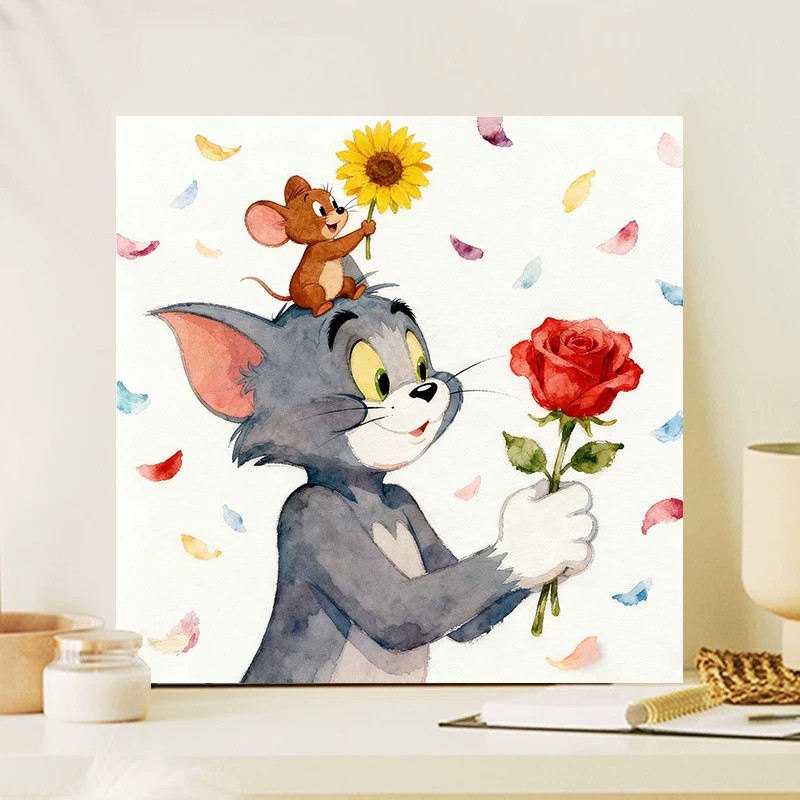 猫和老鼠卡通动漫数字油画DIY