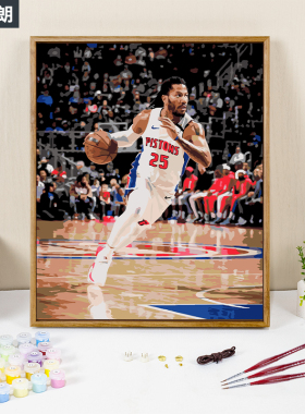 画画diy数字油画填充手绘NBA罗斯解压篮球明星填色手工礼物油彩画