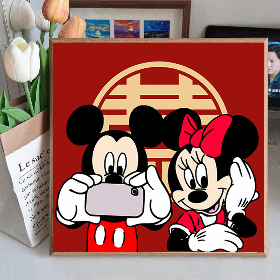 喜字数字油画diy填色手工填充手绘涂色卡通人物结婚订婚立牌装饰