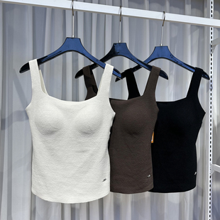 冬季新款时尚方字领一体杯双层保暖背心小胸聚拢亲肤百搭可外穿