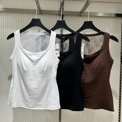 小背心蕾丝拼接美背保暖衣一体杯