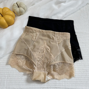 新款时尚性感轻塑收腹裤蕾丝中腰收腹提臀内裤舒适透气桑蚕丝底裆