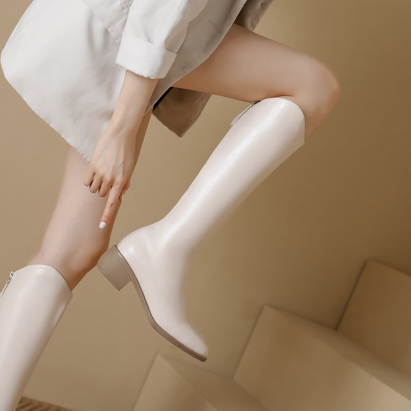 粗跟长筒靴女V口不过膝瘦腿骑士靴秋冬新小个子瘦瘦靴西部牛仔靴,女鞋,骑士靴,淘宝优惠券,粉丝福利购,淘宝优惠卷