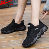 黑色软底防滑老爹鞋 回力女鞋 镂空网面休闲跑步运动鞋 透气网鞋 夏季