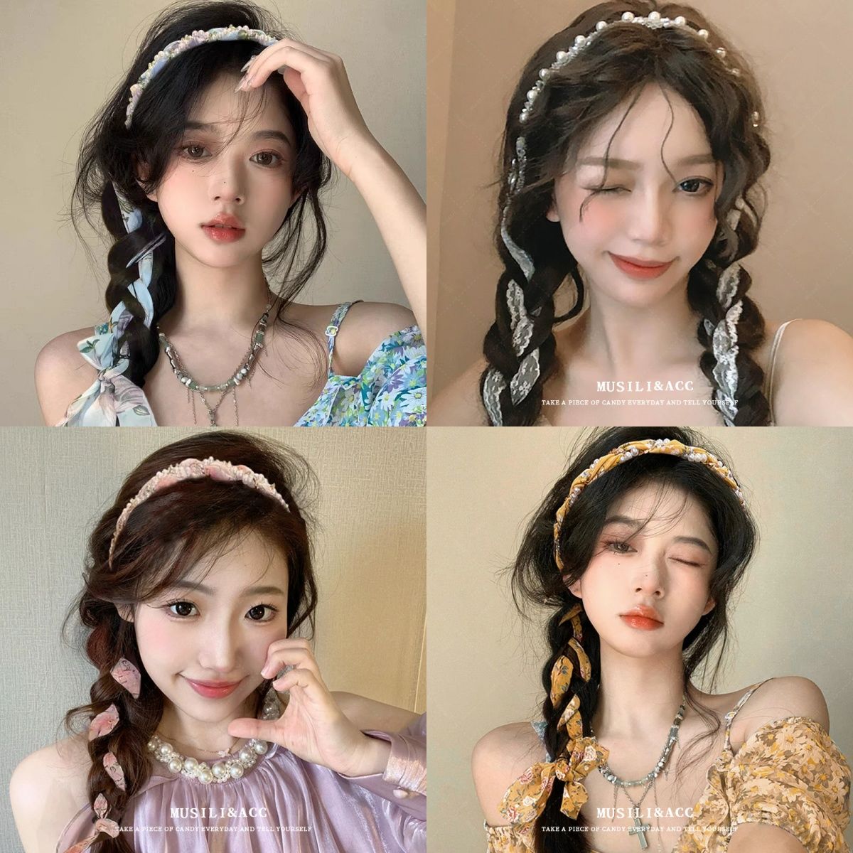 夏季碎花编发发带女绑发丝巾飘带