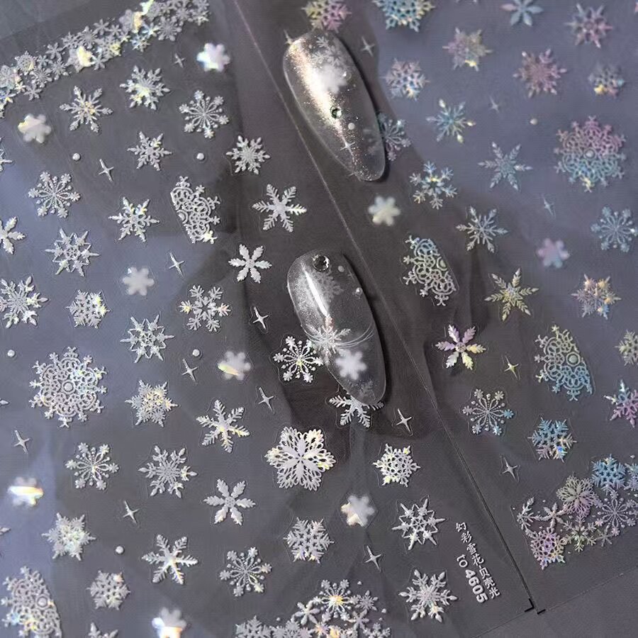 贝壳光幻彩雪花美甲贴纸