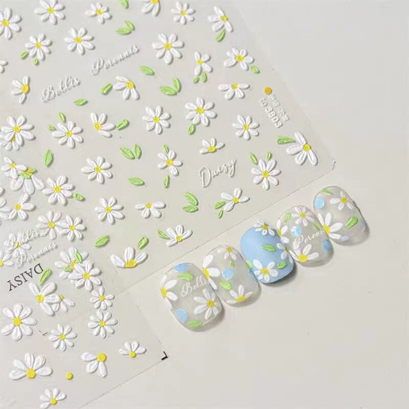 小清新春日雏菊美甲贴纸