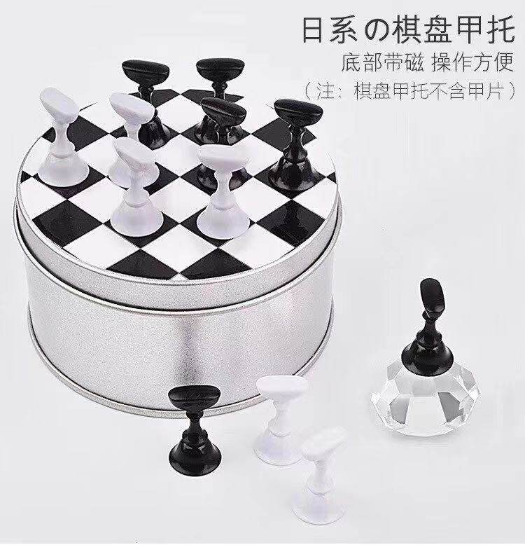 黑白底座时尚水晶日系美甲新品