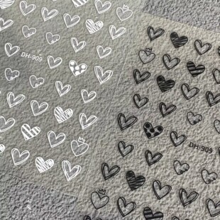 新款烫金烫银镂空爱心美甲贴纸简约百搭镭射小爱心背胶指甲贴装饰