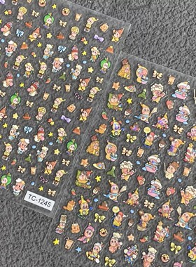 卡通可爱星星人美甲贴纸浮雕立体diy手账水杯平板ccd指甲贴装饰品