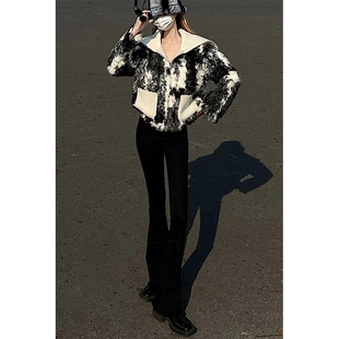 CM175 高个子2022黑色微喇牛仔裤小众款高腰显瘦设计感修身显瘦