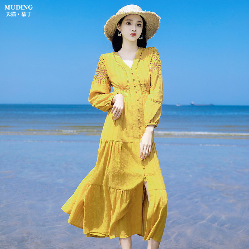 玫瑰的故事黄亦枚同款连衣裙绣花长裙云南大理丽江海边旅游裙子