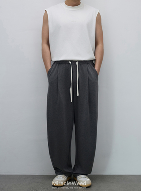 miracleweed超薄凉爽铜氨丝神裤撞白腰头阔腿直筒长裤夏季空调裤
