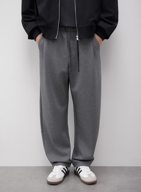 【上宽下窄抗皱棉混纺】男士秋冬宽松锥形裤厚款松紧腰休闲裤长裤