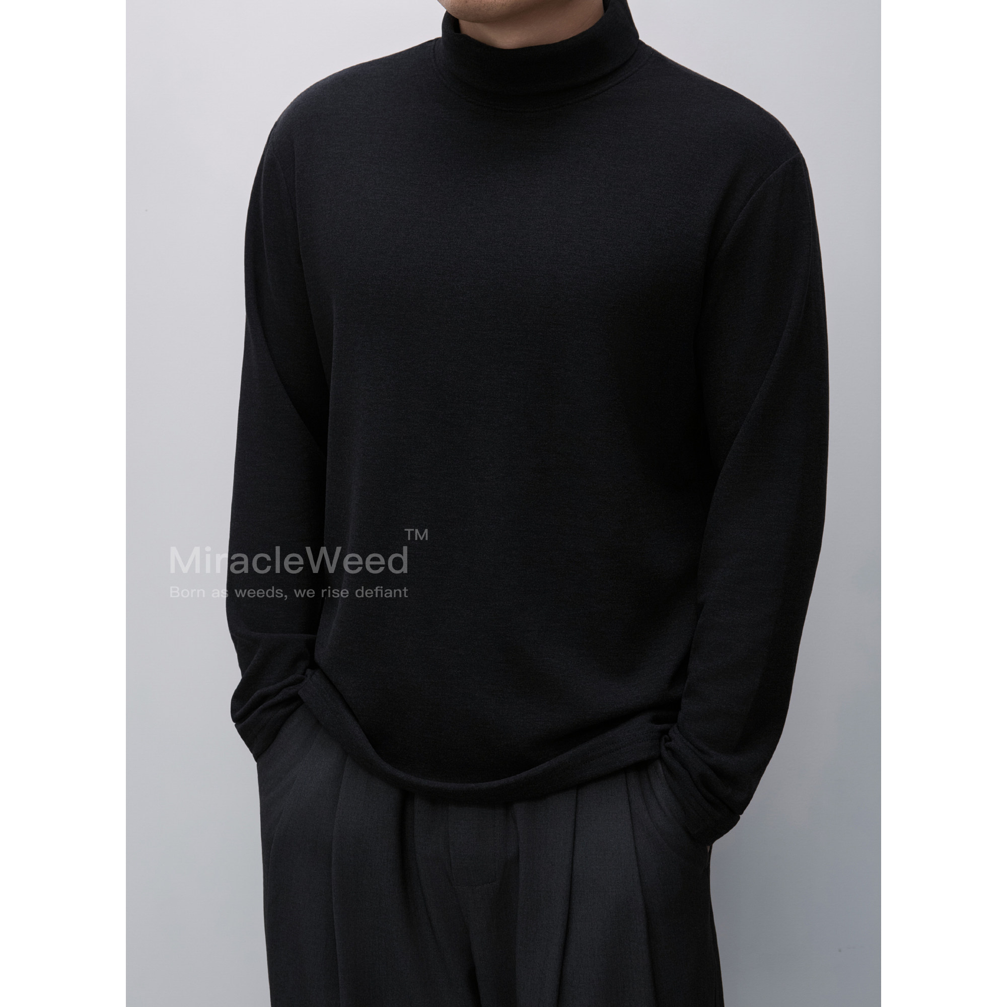 澳洲羊毛双面保暖打底衫高领