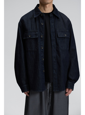 miracleweed日本手工植物染靛蓝牛仔衬衫外套OS阔型日本尿素纽扣