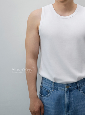 miracleweed进口SUPIMA匹马长绒棉奢柔弹力男士修身背心夏季百搭