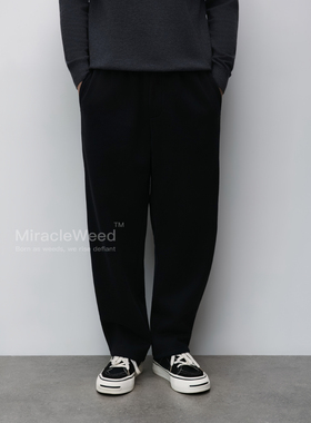 【蓄热保暖-加绒加厚摇粒绒】黑色基础款直筒微锥宽松卫裤休闲裤