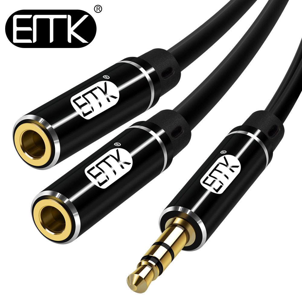 EMK3.5mm音频线一公分两母情侣线耳机手机电脑延长线共享线音响线