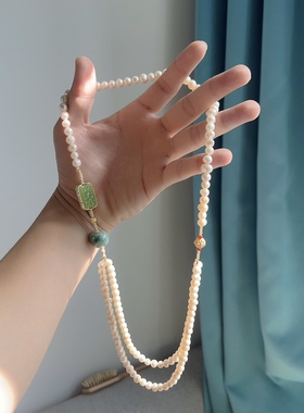 古典新中式典雅国风大自然气质饰品项链锁骨女富贵感天然淡水珍珠