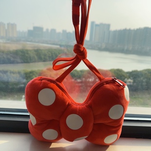 东迪米老鼠米妮蝴蝶结斜挎手机包斜背包毛绒玩具玩偶公仔现货 包邮