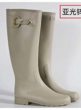 英国H长筒女款高筒雨鞋防水防滑金属扣橡胶remind马靴轻便雨靴
