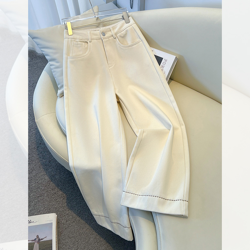 白色阔腿裤牛仔裤女2025新款春秋爆款直筒垂感高级感小个子九分裤