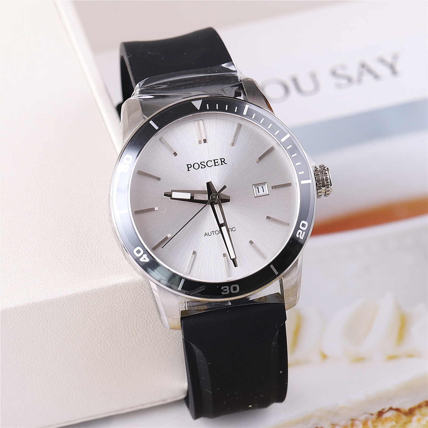 正品poscer宝时捷手表男表男士胶带钢带自动机械表运动保时捷6147