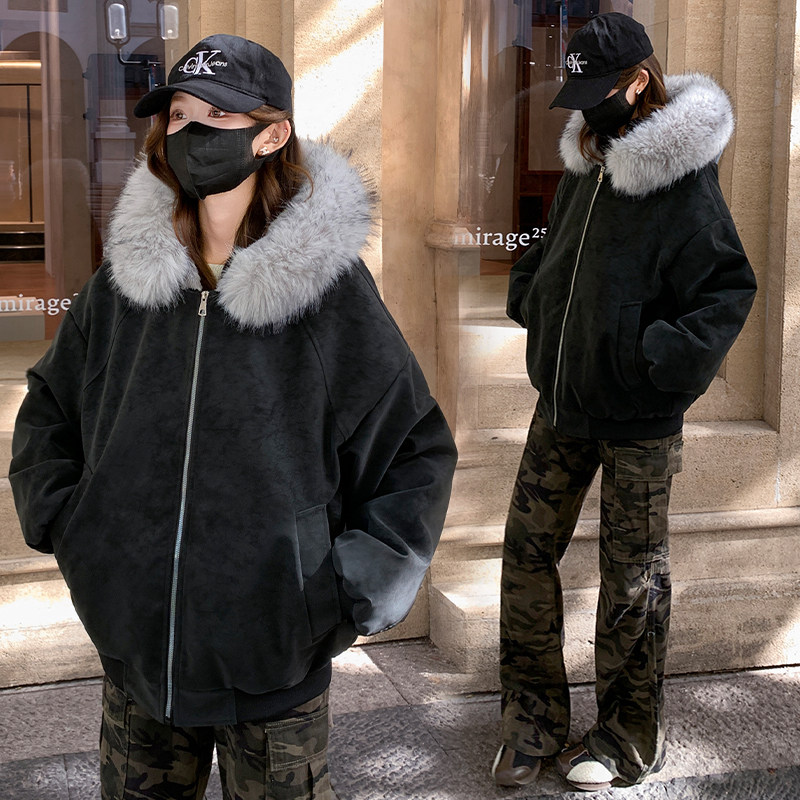 大毛领羽绒棉外套小个子新款棉衣女加厚洋气大码棉服女外套气棉袄