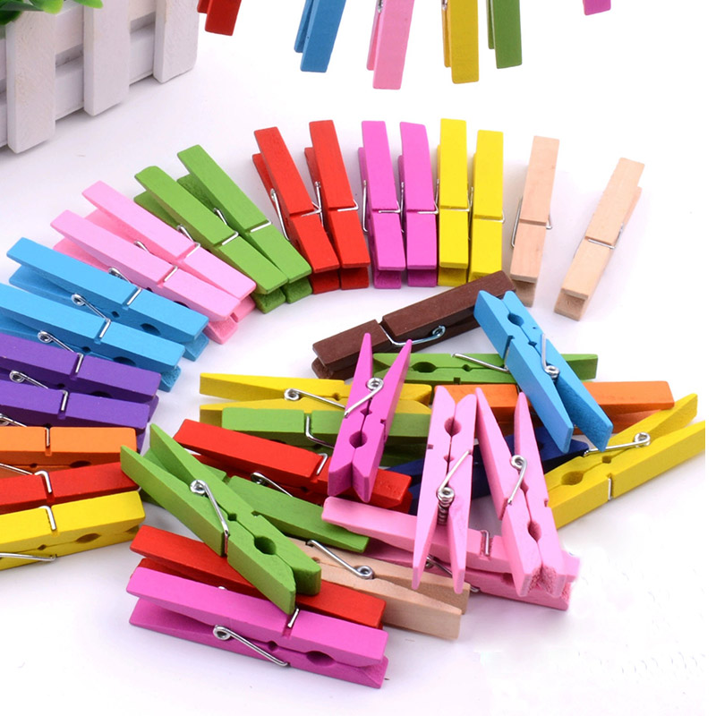 照片夹子挂墙展示夹麻绳留言夹DIY装饰木质夹彩色原木便签夹