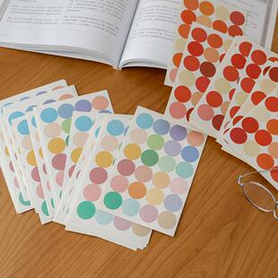 ins卡片装 饰大红色圆点贴纸莫兰迪色彩色封口贴手帐卡片贴纸墙贴