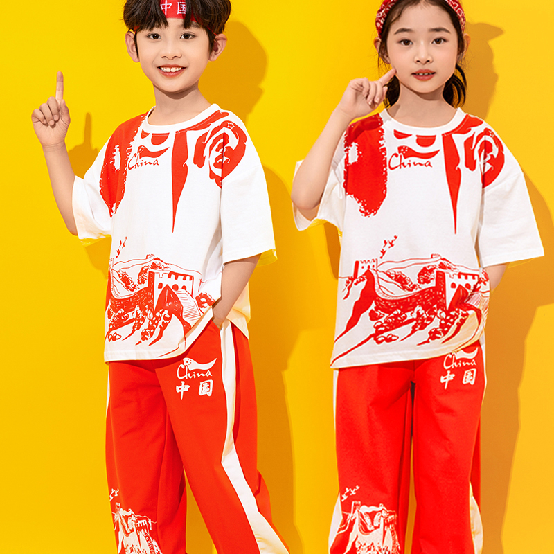 儿童啦啦队演出服男女童街舞国朝