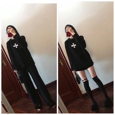高腰休闲风加厚长裤保暖