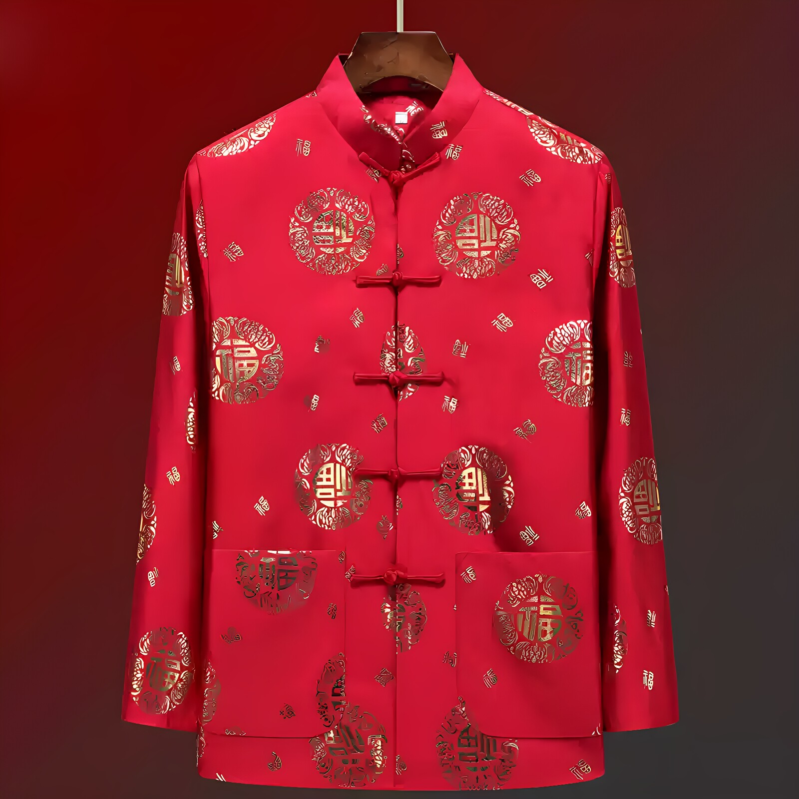 唐装男中老年春秋长袖外套爸爸老人生日过寿星婚礼服加棉棉袄套装
